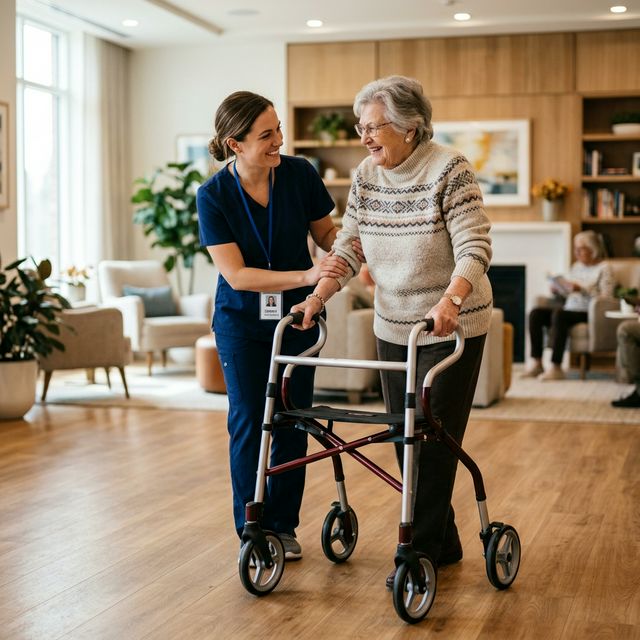 Compassionate Caregiver assisting elderly